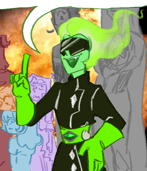 Halfbody lineart, flat color, background